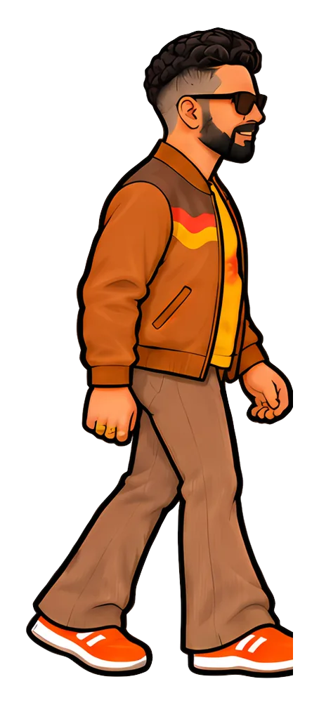 Illustration of Johnny Tellez walking with purpose