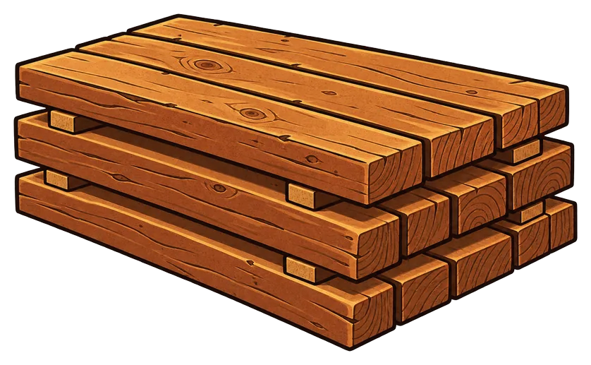 Illustration of a neat stack of wooden planks