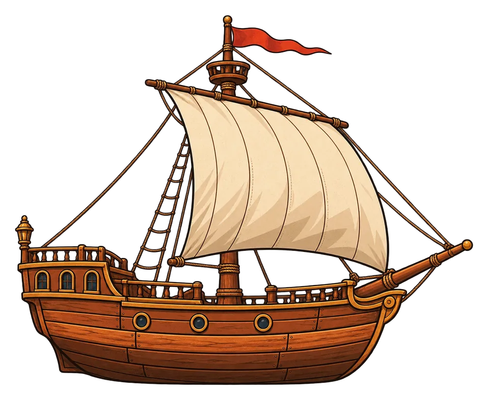 Illustration of a ship under full sail
