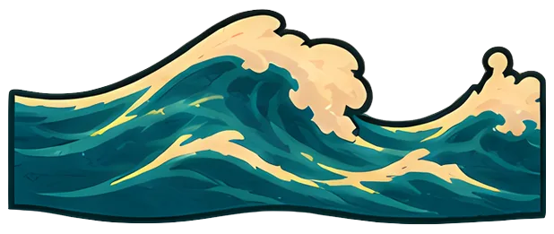 Illustration of a rolling ocean wave